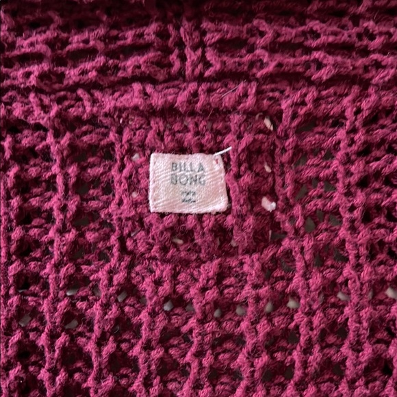 BILLABONG Maroon Red Long Sleeve Oversized Cardigan Sweater Sz S/P - Picture 5 of 6